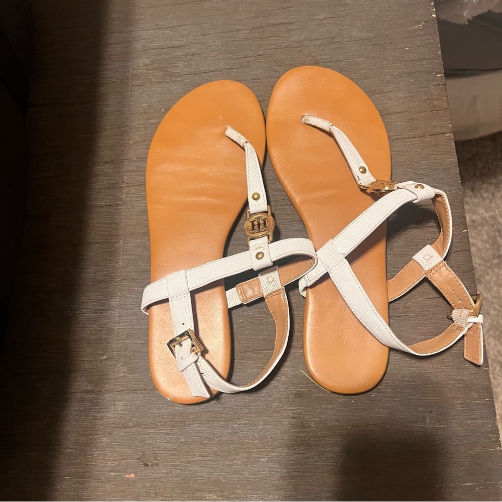 Tommy Hilfiger White and Tan Sandals